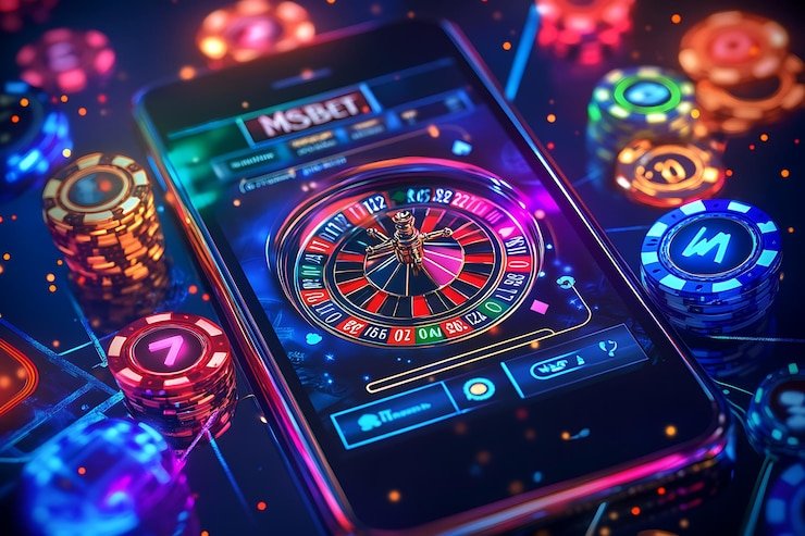 Pemuda dengan ponsel menikmati taruhan olahraga secara online pada platform terpercaya
