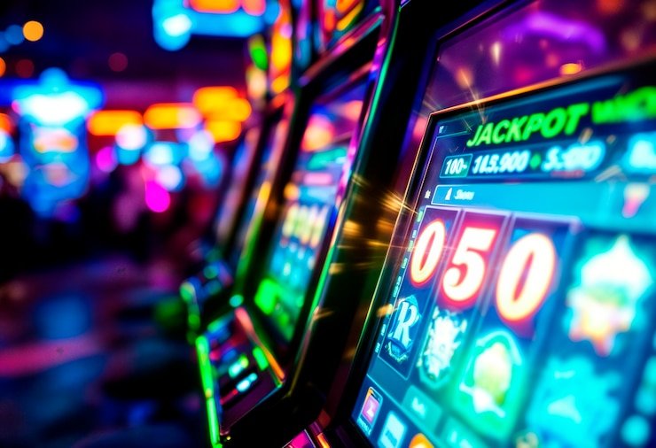 Mesin slot modern bertema hiburan digital dengan animasi berwarna cerah